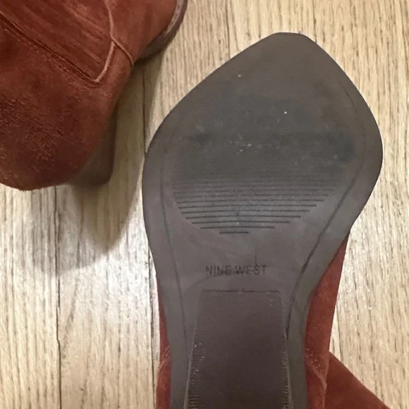 Nine West Rust Brown Suede Pointed Ankle Booties - Picture 4 of 5